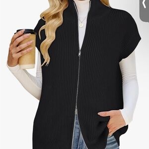 Black Zippered Women's Sweater Vest
